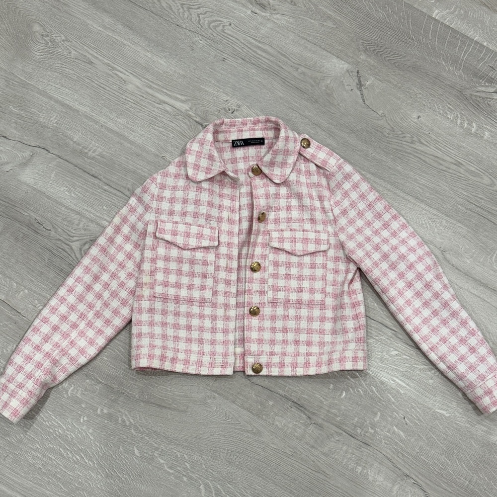 Zara Pink Plaid Blazer